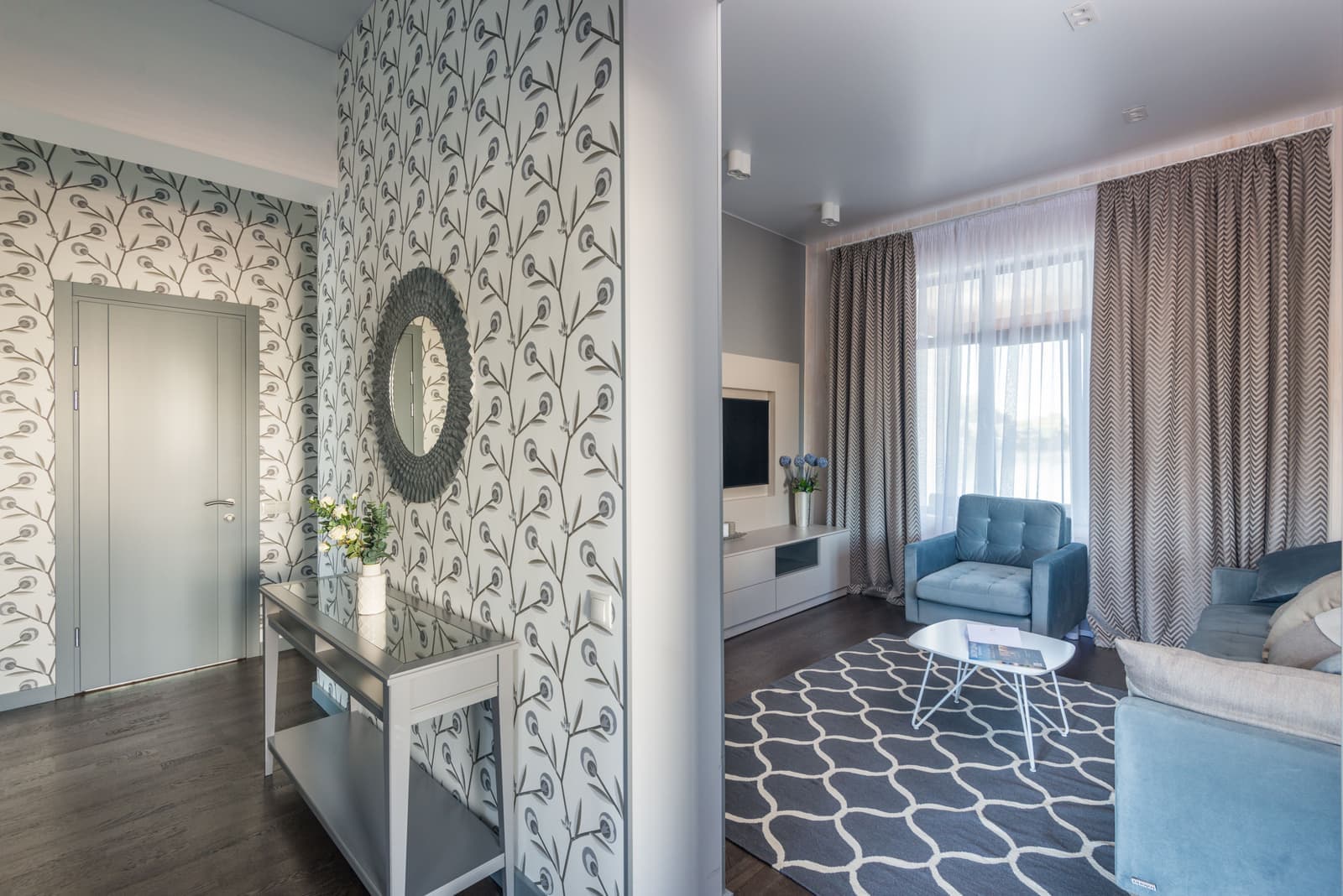 Two living room spaces side by side