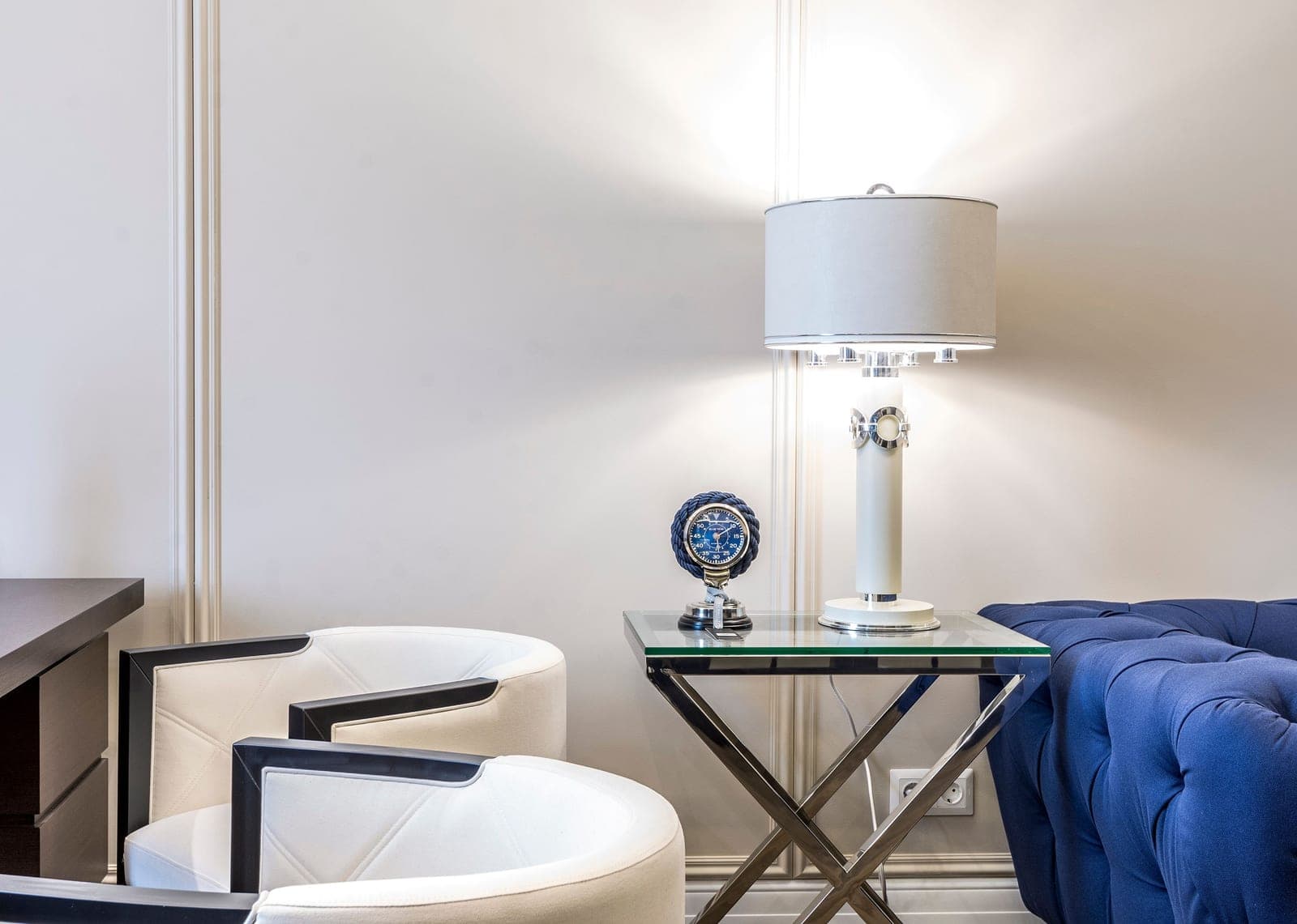 A clean white living room interior