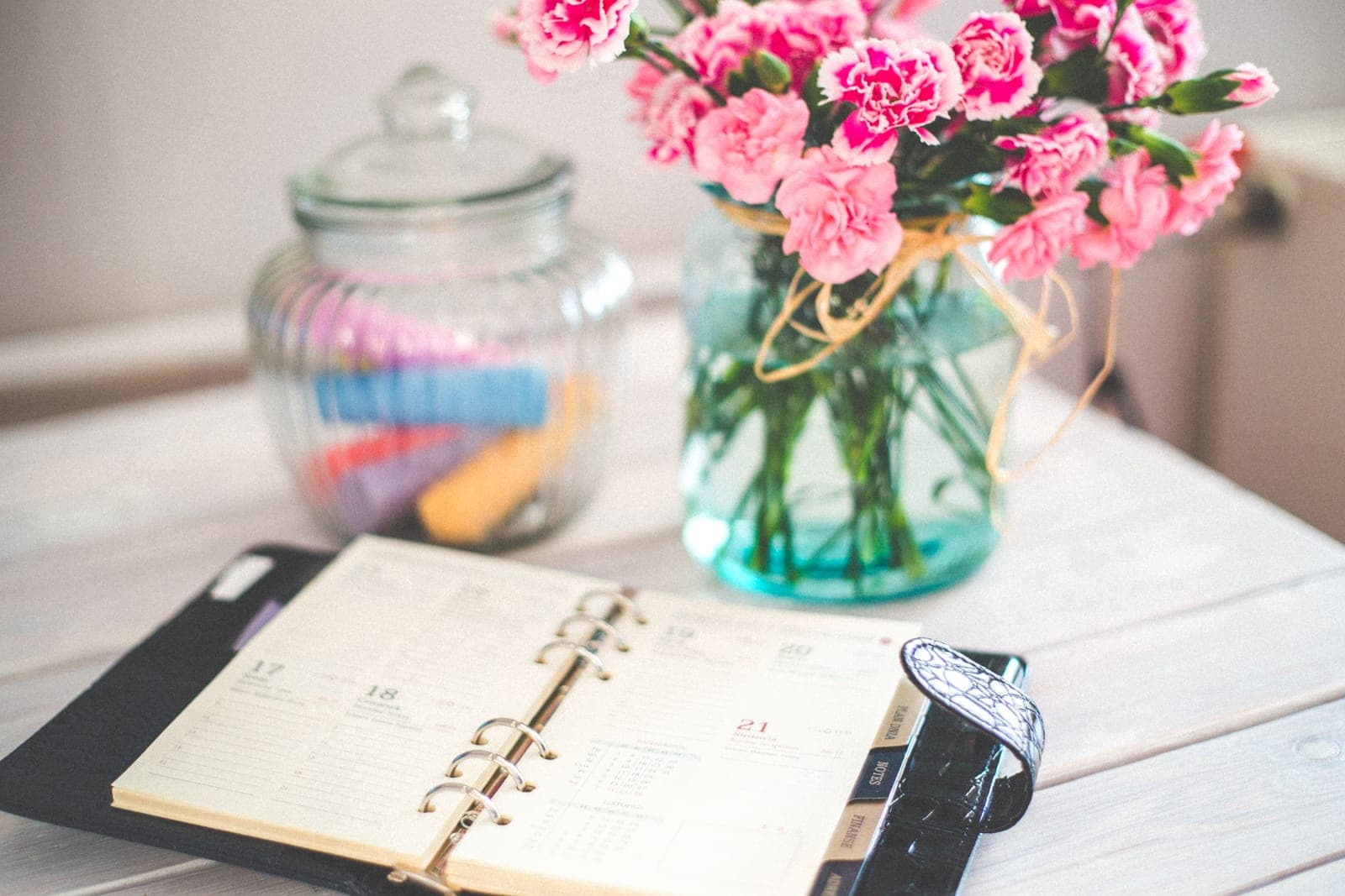 A calendar planner on a desk
