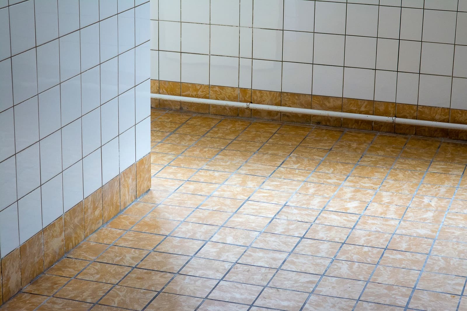A clean, empty interior space with tiled flooring
